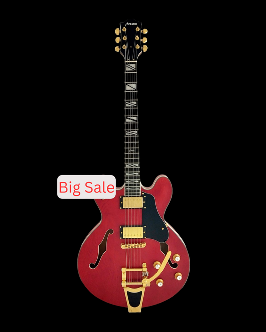 Haze Semi-Hollow Bigsby Tremolo HES Electric Guitar - Red SEG1975WRDS