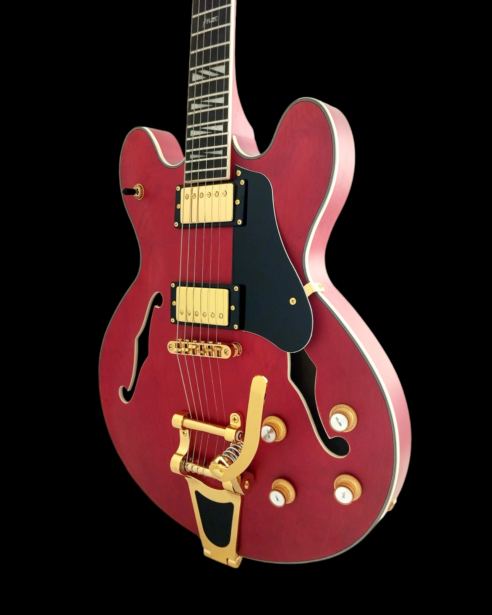 Haze Semi-Hollow 335-Style Bigsby Tremolo HES Electric Guitar - Red SEG1975WRDS