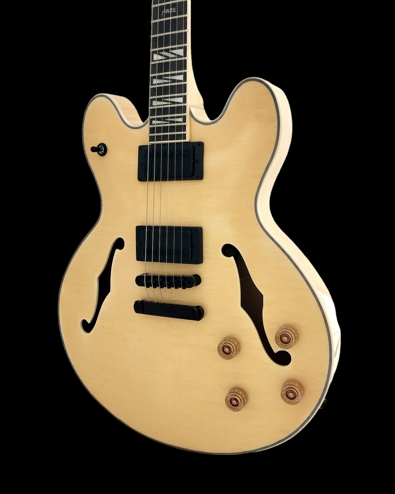 Haze Semi-Hollow 335-Style Flame Maple HES Electric Guitar - Natural SEG272N