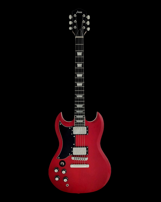 Haze Left Handed HH Maple HSG Electric Guitar - Red SEG275TRDLH