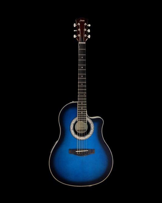 Haze SP721CEQBLS Roundback Built-In Pickups/Tuner Acoustic Guitar - Blue