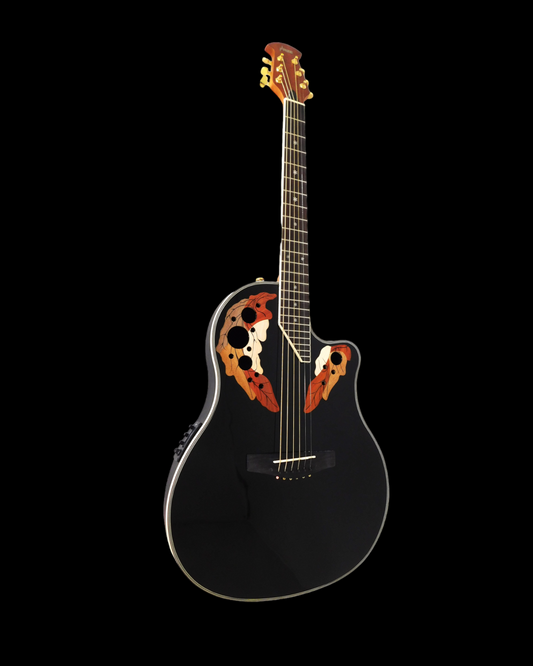 Haze  Roundback Built-In Pickups/Tuner Acoustic Guitar - Black SP723CEQBK