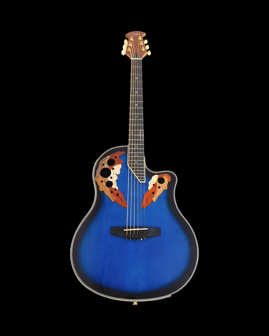 Haze Fibre Glass Roundback Built-In Pickups/Tuner Acoustic Guitar - Blue SP723CEQBLS