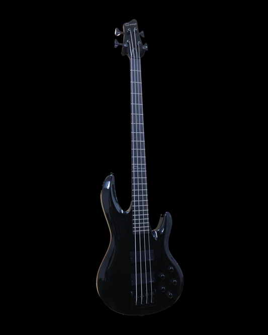 Haze SPB3270BK Fretless 4-String Electric Bass Guitar, Black, Neck-Thru + Free Gig Bag