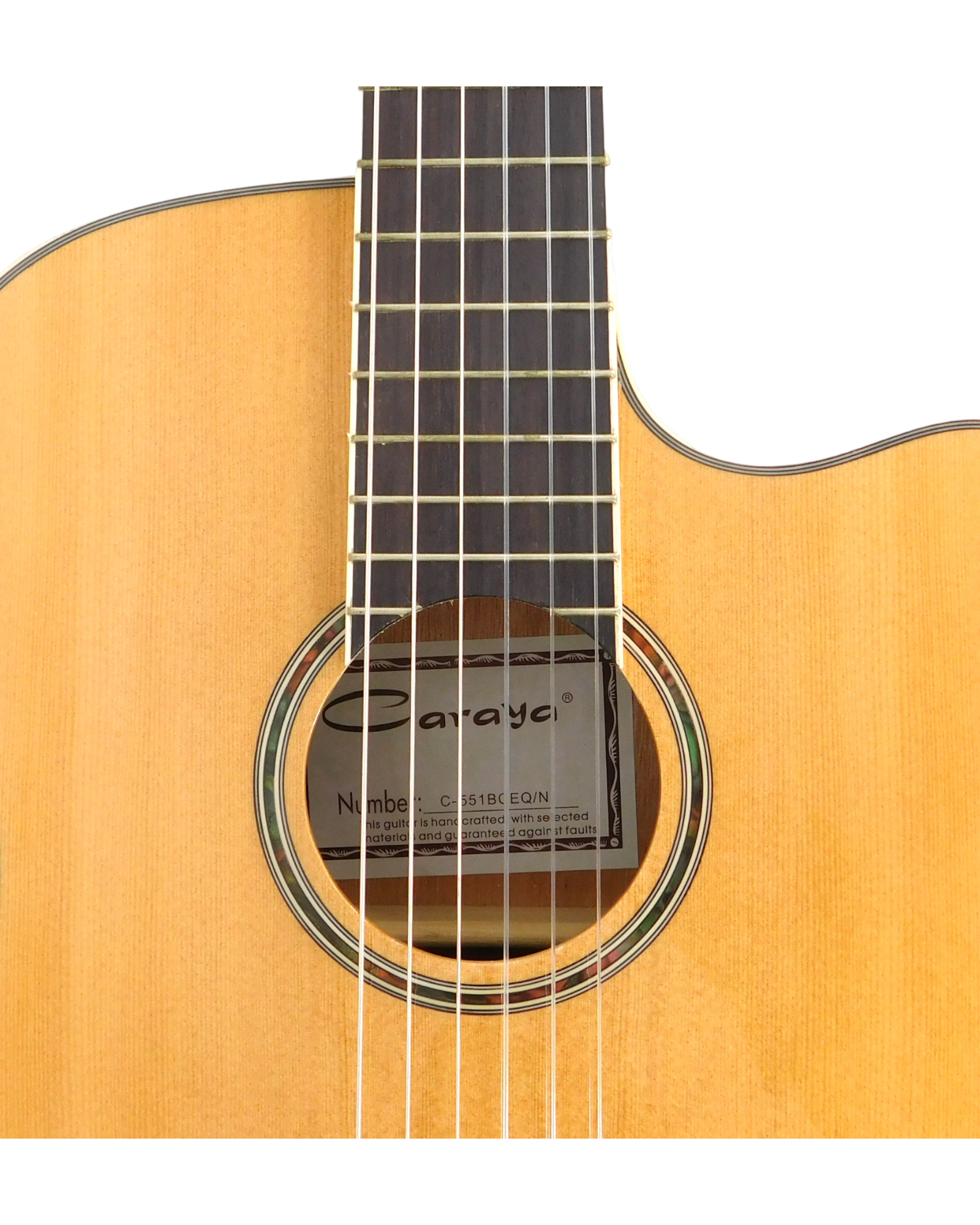 4/4 Caraya Thin-Body Classical Guitar w/Truss Rod,EQ+Free Bag C-551BCEQ/N