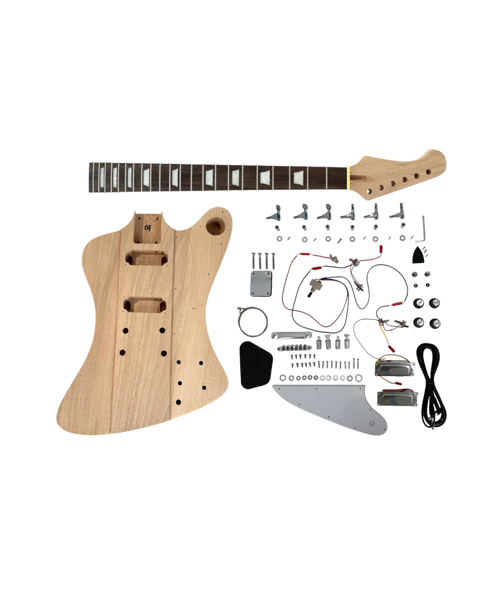 HSFB1930MDIY Solid Mahogany Body Electric Guitar DIY Kit, Tuner, 3 picks, No-Soldering, H-H