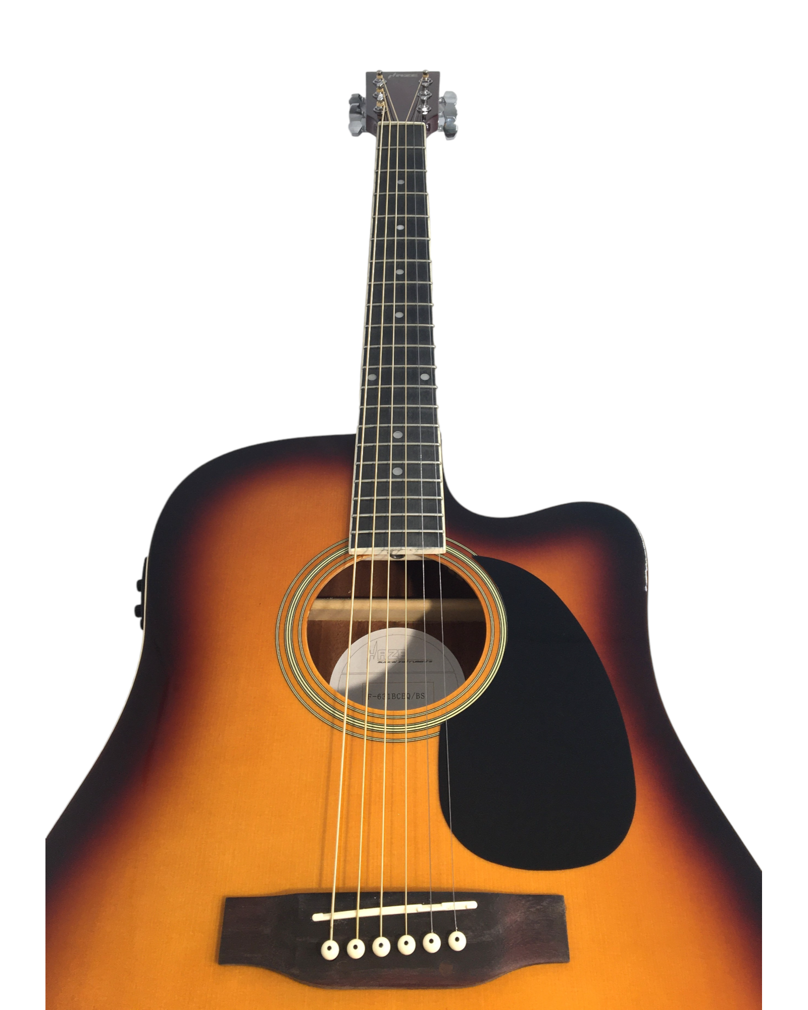 Haze 631BCEQ/BS Thin-Body Acoustic Guitar,Sunburst,Built-in EQ,Cutaway+Free  Bag