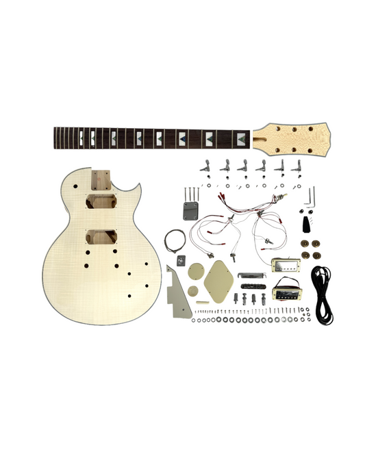 E238PBDIY Solid Body Electric Guitar DIY Kit, No-Soldering, Flame Maple Veneer