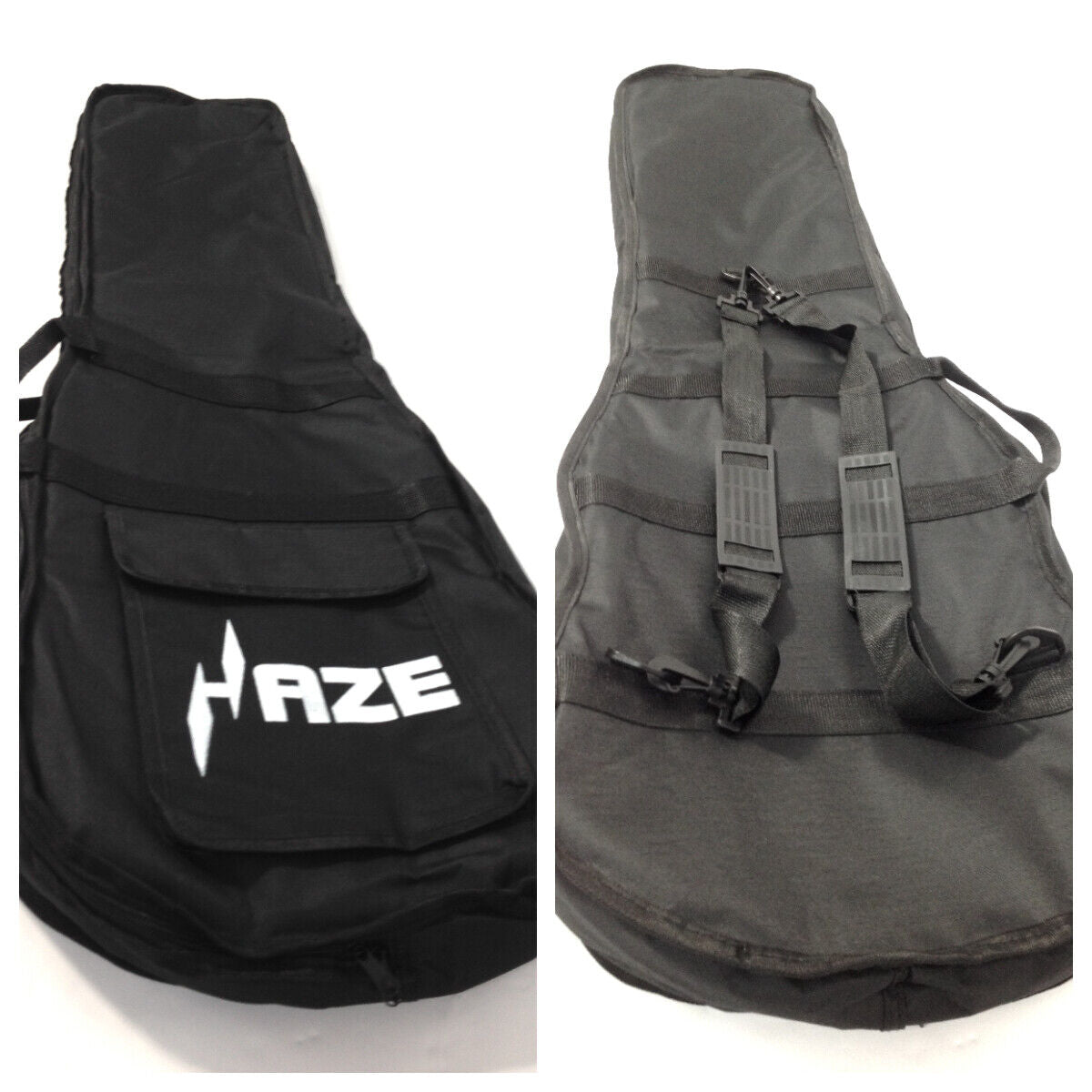 Haze Double Neck Electric Guitar Bag, 5mm Padded,Black, Full Size. PBE19010DBBAG