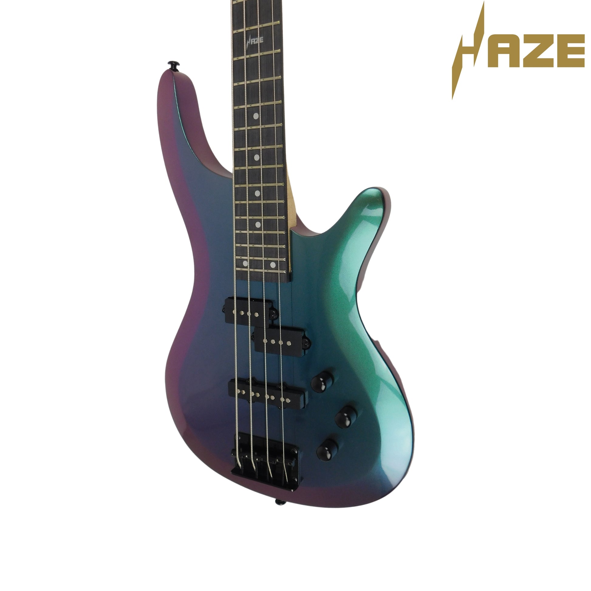 Haze Chameleon Split/Single Coil Solid Basswood J-Style Electric Bass Guitar - Chameleon SBG385V