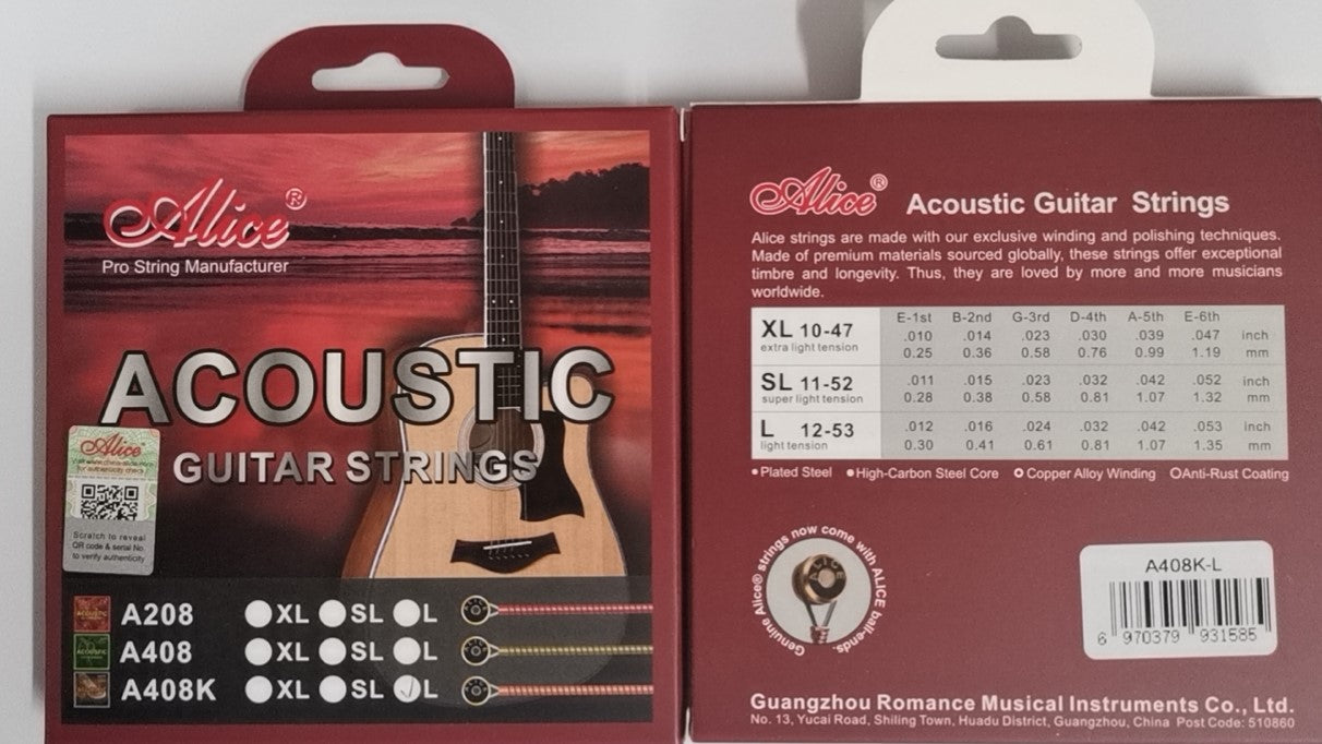 Alice A408-L /A408-SL Acoustic Guitar Strings Light Stainless Steel Anti-rust
