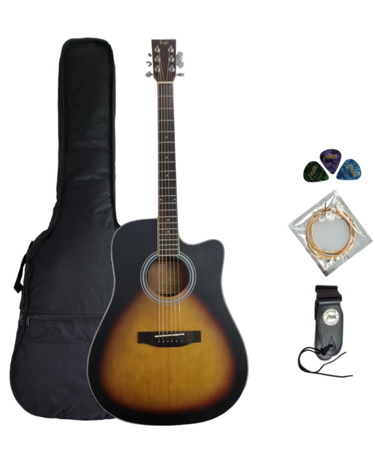 Haze Solid Spruce Built-In Pickups/Tuner Cutaway Acoustic Guitar - Sunburst CD60MCEQBS