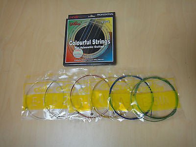Alice A407C Colorful Acoustic Guitar Strings - Multi-Colored Steel String Set