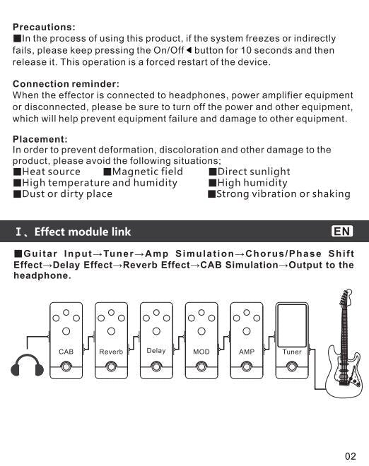 Cuvave H8 Portable Electric Guitar Amplifier Built-in Delay Tuner Phaser Reverb Effect IR Cabinet Guitar Plug