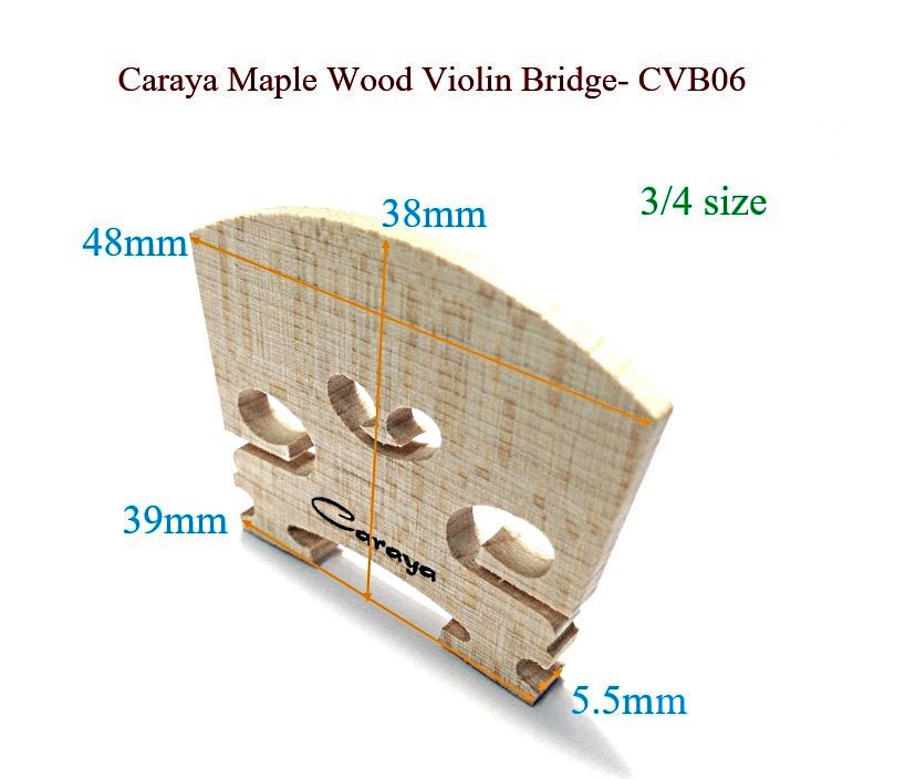 Caraya CVB06 Maple Wood Violin Bridge - 4/4, 3/4, 1/2, 1/4, 1/8, 1/16