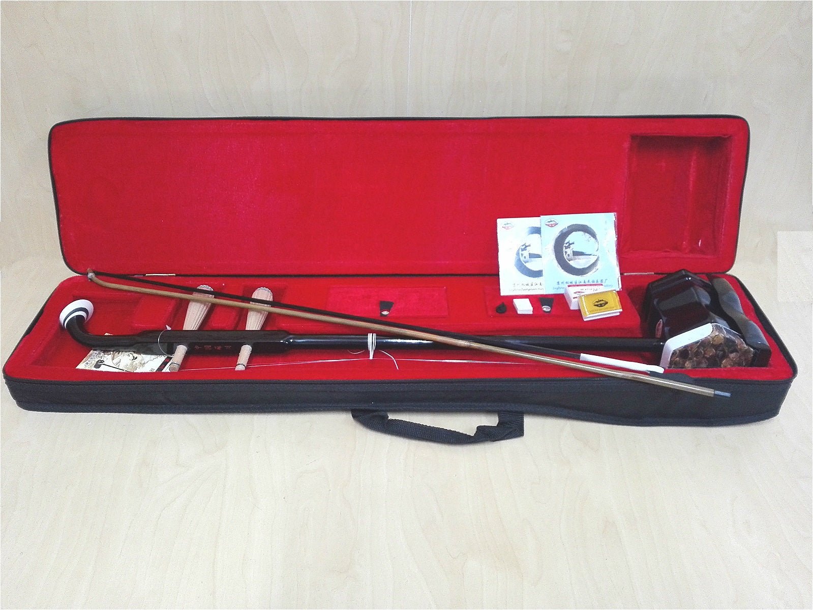 L129 Chinese 2-stringed Fiddle,Erhu, Solid Timber Body,Neck + Foam Case, Extra String