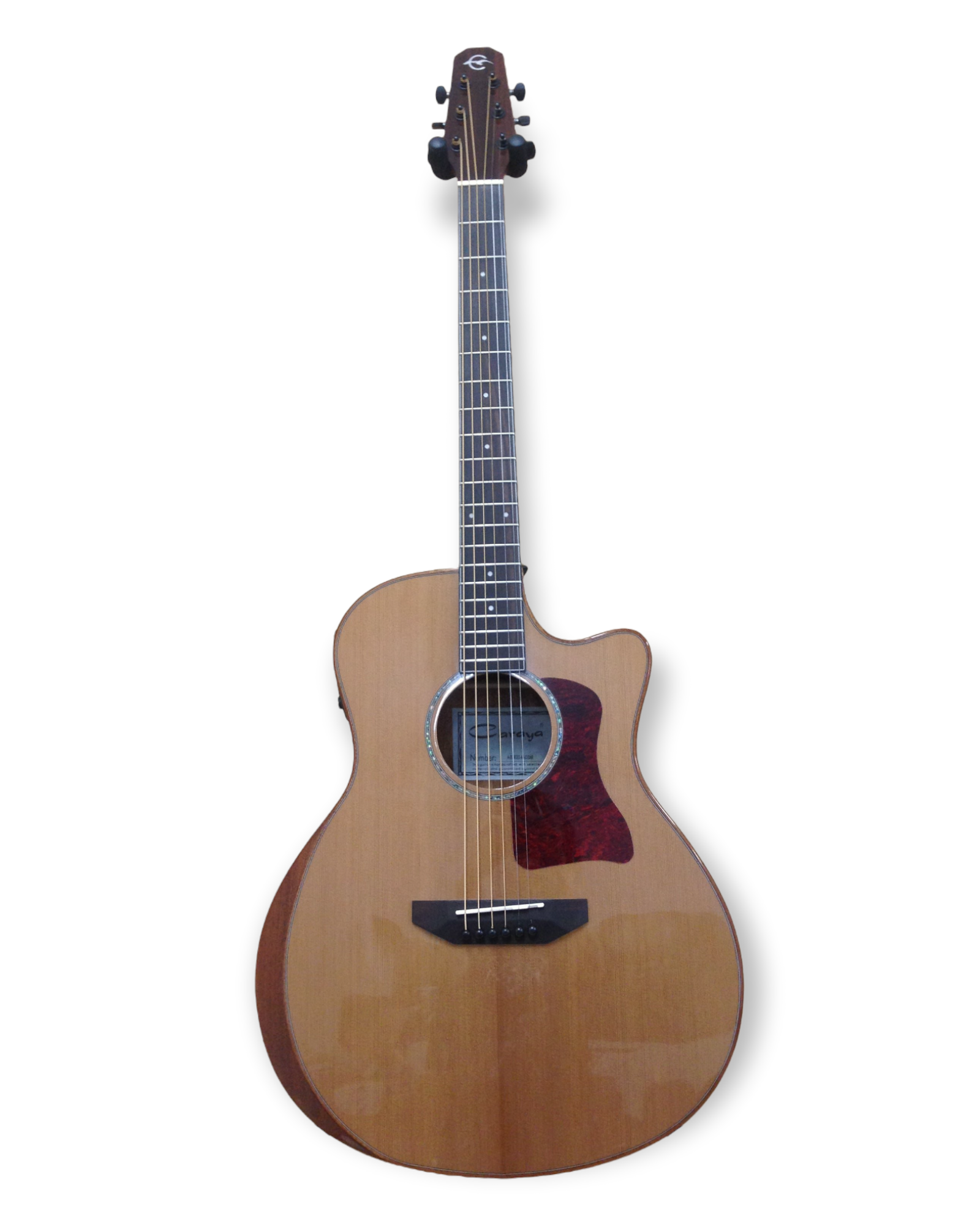 Caraya Solid Cedar Built-In Pickup/Tuner Beveled Armrest Acoustic Guitar - Natural A2016CEQARCEDAR