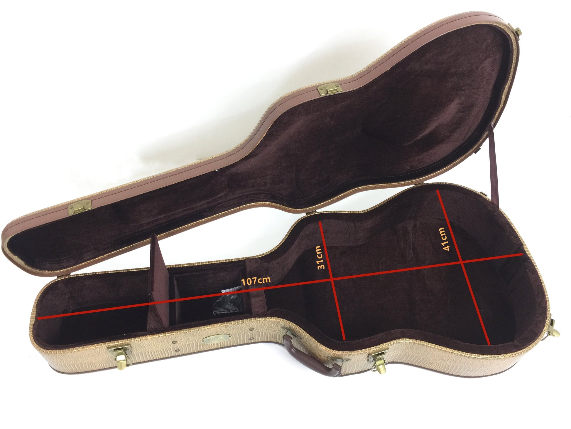 HPAA19020DB Arch Top Hard Case for Dreadnought Acoustic Guitar Lockable w/Key, Gold