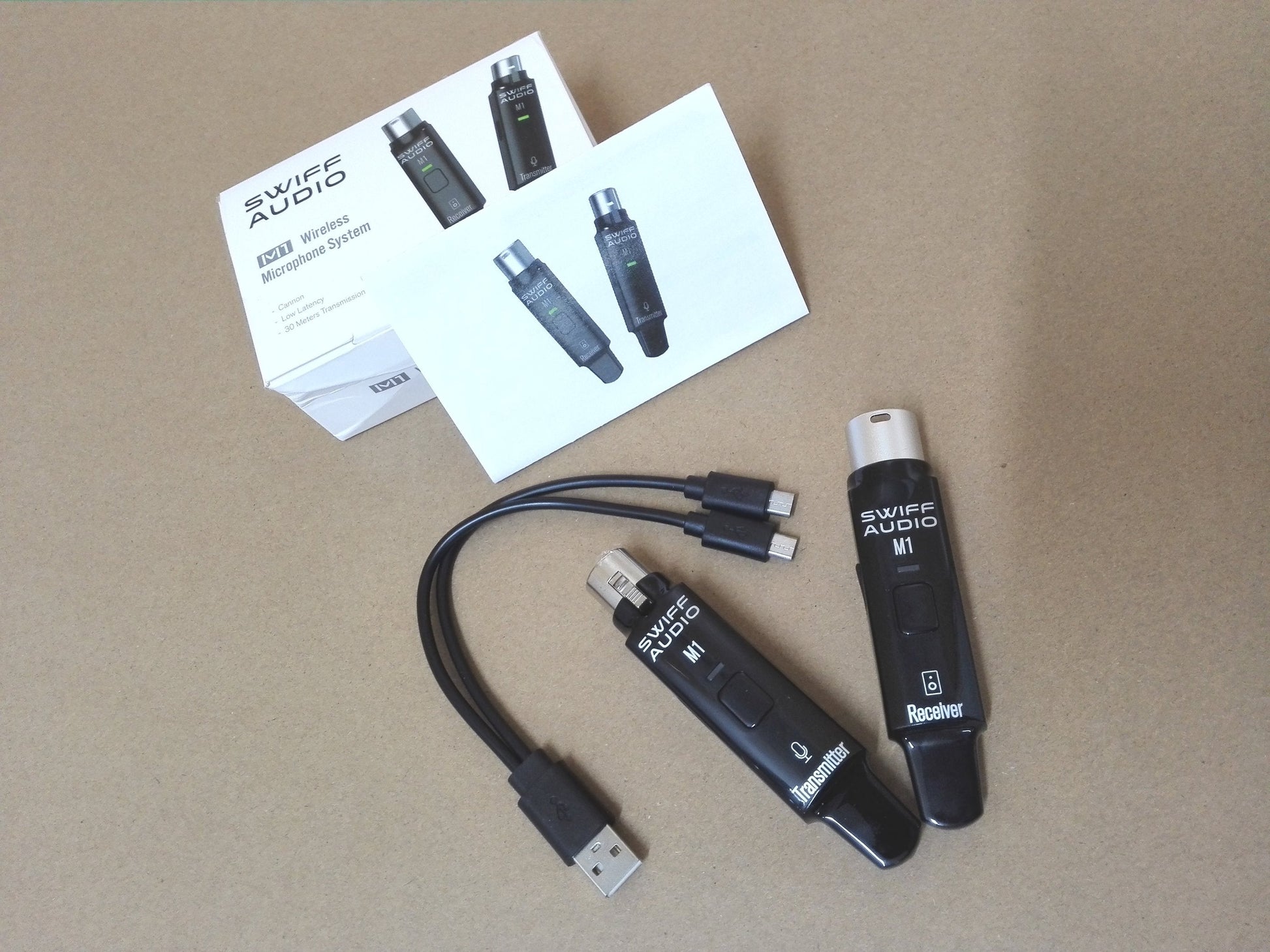 Swiff Audio M1 2.4GHz Microphone Wireless System,R1+T1,Rechargeable-Gloss Black