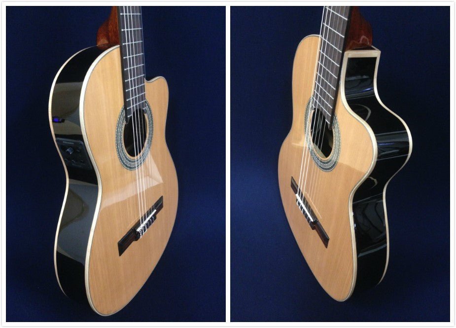 Miguel Rosales Solid Cedar Thin-Body Cutaway Built-In Pickup/Tuner Classical Guitar - Natural C3BCEQCR
