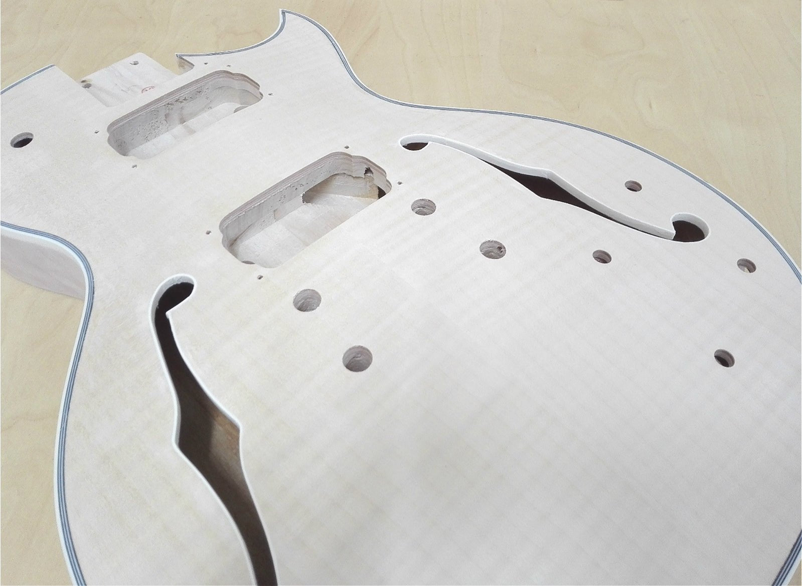 E239MBDIY Electric Guitar DIY Kit, Semi-Hollow Body, No-Soldering, Black Hardware