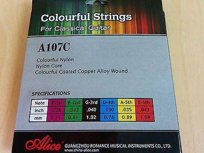 Alice AC107C Professional Colorful Classical Guitar Nylon Strings 0.028 ~ 0.043