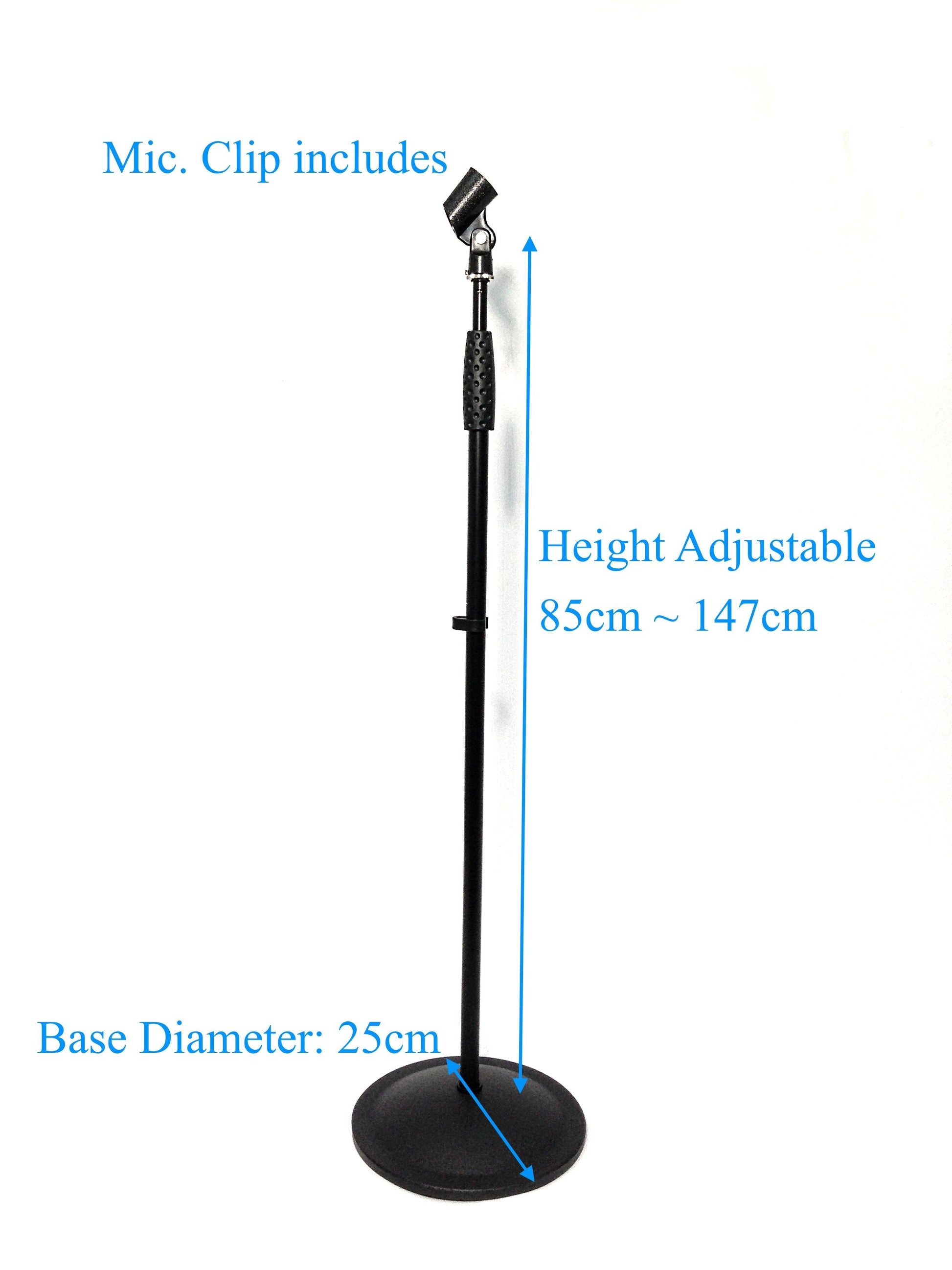 Haze MS026 Cast Iron Round Base Rod Combination Microphone Stand + Clip