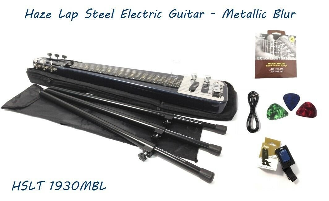 Haze Lap Steel Single Coil Height Adjustable Lap Steel Electric Guitar - Blue HSLT1930MBL